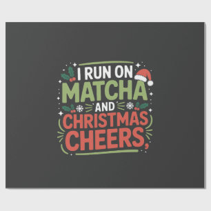 Ich laufe auf Matcha und Weihnachtsfreude - Grüner Geschenkpapier