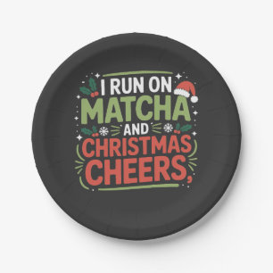 Ich laufe auf Matcha und Weihnachtsfreude - Grüner Pappteller