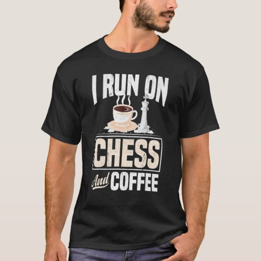 Ich laufe auf Schach- und Kaffeekontakt-Öffnung T-Shirt (Vorderseite)