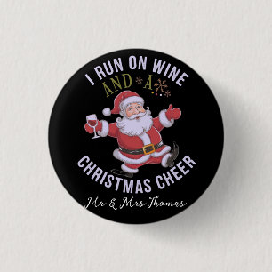 Ich laufe auf Wein und Weihnachten Chef Button