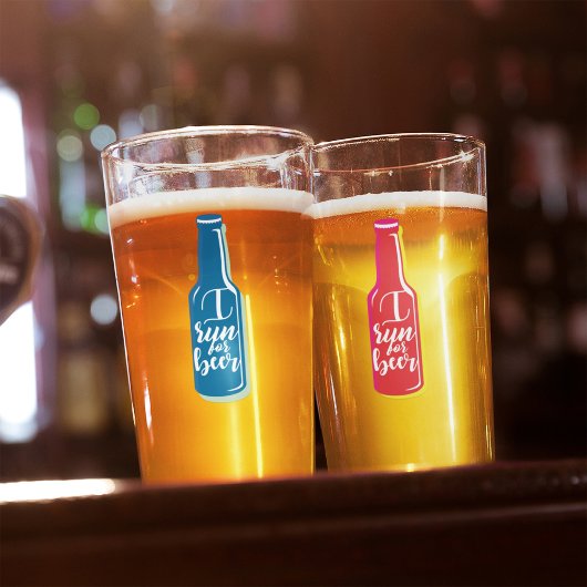 Ich laufe für Bier Fitness Spaß Blue Flasche Glas