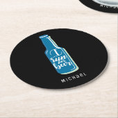 Ich laufe für Bier Fitness Spaß Blue Flasche Runder Pappuntersetzer (Angewinkelt)