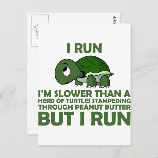 Ich laufe. Ich bin langsamer als eine Schildkröte  Postkarte (Vorne/Hinten)