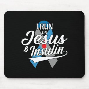 Ich laufe mit Jesus und Insulin Typ 1 T1d Diabetes Mousepad