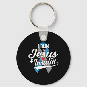 Ich laufe mit Jesus und Insulin Typ 1 T1d Diabetes Schlüsselanhänger