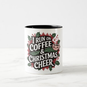 Ich laufe mit Kaffee und Weihnachtsstimmung Zweifarbige Tasse