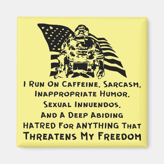 Ich laufe mit Koffein, Sarcasm, unangemessenem Spa Magnet (Vorne)