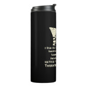 Ich laufe mit Koffein, Sarcasm, unangemessenem Spa Thermosbecher (Nach links gedreht)