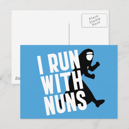 Ich laufe mit Nonnen Postkarte (Vorne/Hinten)