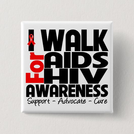 Ich laufe wegen AIDS-HIV-Bewusstsein Button (Vorderseite)