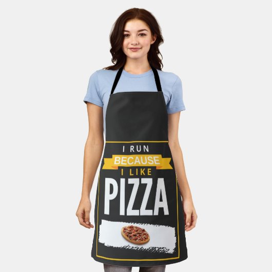 Ich laufe, weil ich Pizza mag Funny Novelty Runnin Schürze (Getragen)