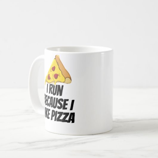 Ich laufe, weil ich Pizza mag Kaffeetasse (Vorderseite Links)