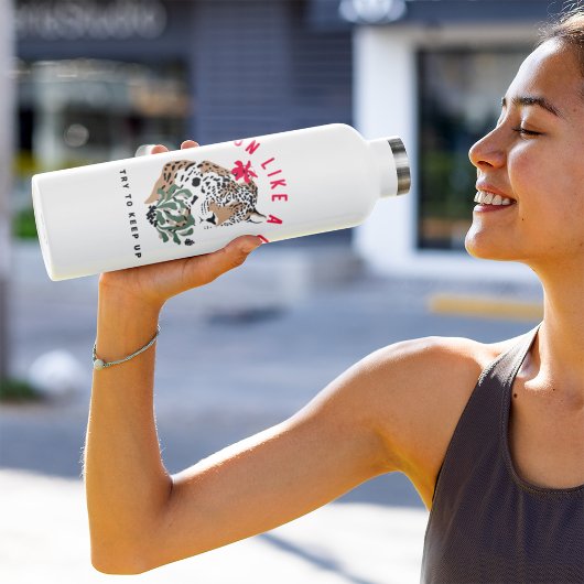 Ich laufe wie ein Motivierend Mädchen mit rotem Le Edelstahlflasche