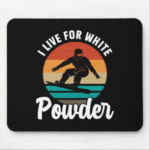 Ich lebe für Snowboard-Snowboard mit weißem Pulver Mousepad