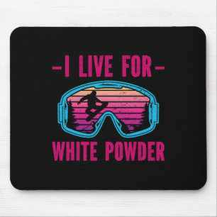 Ich lebe für White Powder Retro 90er 80er Snowboar Mousepad