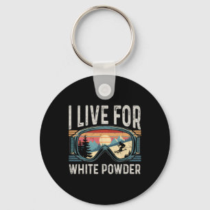 Ich lebe für White Powder Snowboarden Retro Vintag Schlüsselanhänger