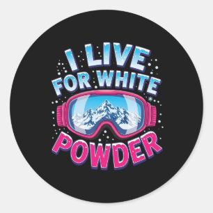 Ich lebe für White Powder Snowboarding Cool Snowbo Runder Aufkleber