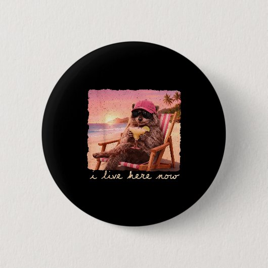 Ich lebe hier lustiger Waschbär-Meme wilde Mädchen Button (Vorderseite)