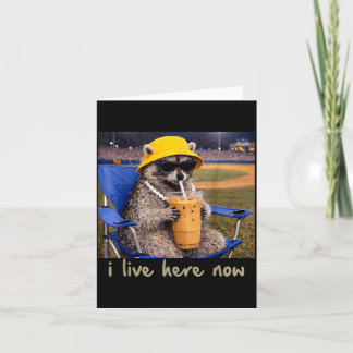 Ich lebe hier Waschbär Kaffee Lustig Baseball Soft Karte