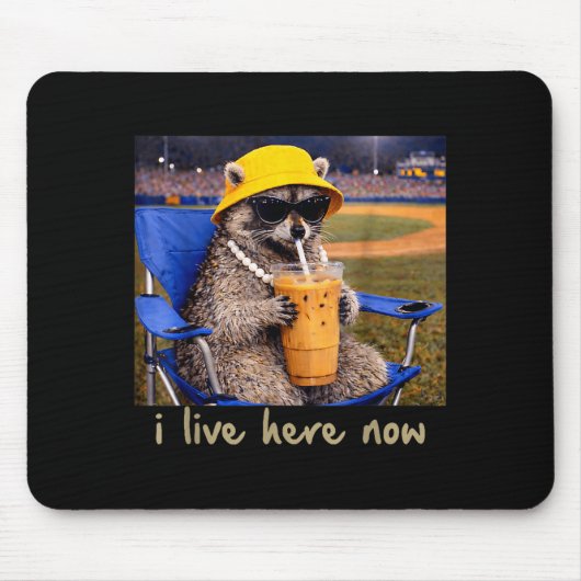 Ich lebe hier Waschbär Kaffee Lustiger Baseball So Mousepad (Vorne)