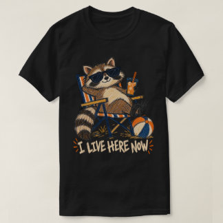 Ich lebe jetzt hier Lustiger Waschbär Strand Sport T-Shirt