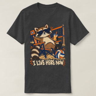 Ich lebe jetzt hier Lustiger Waschbär-Volleyball-M T-Shirt
