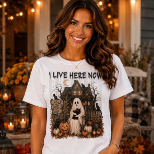 Ich lebe jetzt hier Spukhaus Geist Halloween T-Shirt