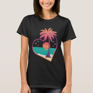 Ich lebe Life Palm Tree Herzstück Kontur Trendy Ni T-Shirt