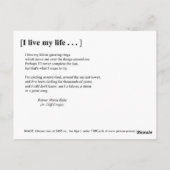 ICH LEBE MEIN LEBEN POSTKARTE (Rückseite)