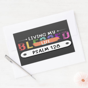 Ich lebe meine Blessedness Life Scripture Verse Rechteckiger Aufkleber