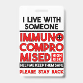 Ich lebe mit einem immunsupprimierten Abzeichen Ausweis (Rückseite)