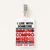 Ich lebe mit einem immunsupprimierten Abzeichen Ausweis (Vorderseite mit Klammer)