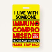 Ich lebe mit einem immunsupprimierten Abzeichen Ausweis (Rückseite)