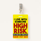 Ich lebe mit jemandem, der ein hohes Risiko hat, d Ausweis (Vorderseite mit Klammer)