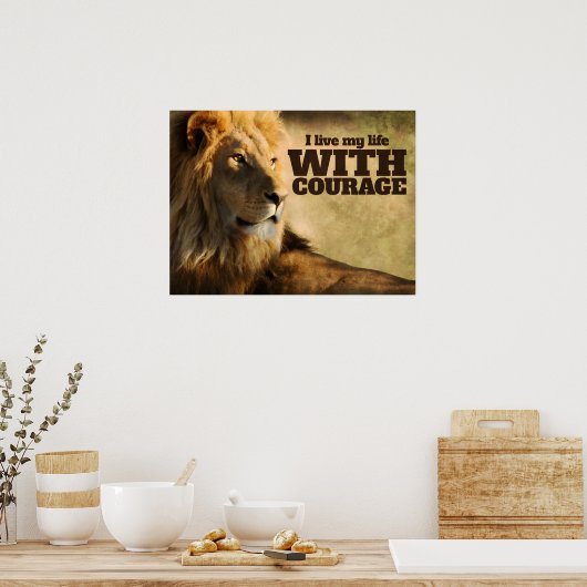 "Ich lebe mit Mut" Motivation Affirmation Poster (Küche)