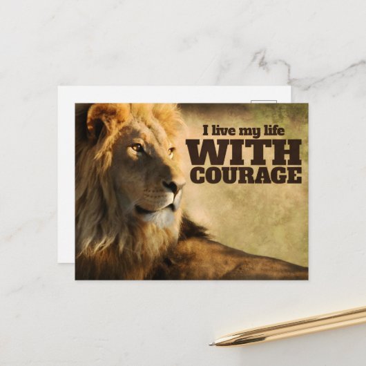 "Ich lebe mit Mut" Motivation Affirmation Postkarte (Vorderseite/Rückseite Beispiel)