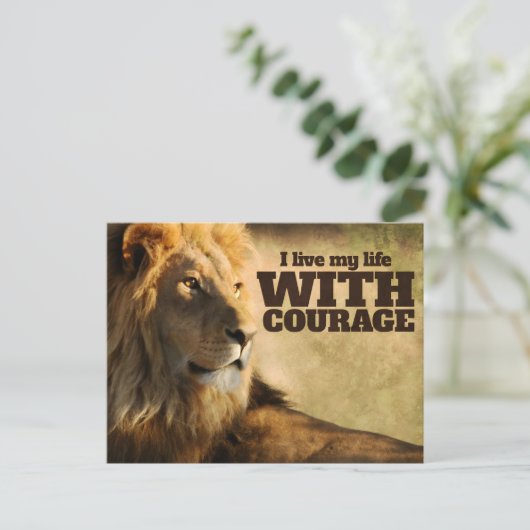 "Ich lebe mit Mut" Motivation Affirmation Postkarte (Stehend Vorderseite)