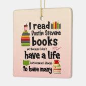 Ich lebe viele Leben, die Bücher von Dustin Steven Keramikornament (Links)