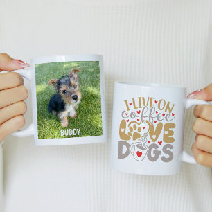 Ich lebe von Kaffee liebe Hunde Foto Kaffeetasse