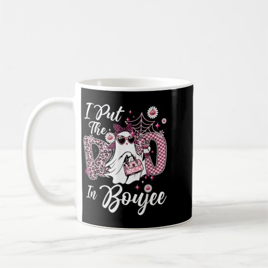 Ich legte den Boo in Boujee Ghost Funny Nk Leopard Kaffeetasse (Links)