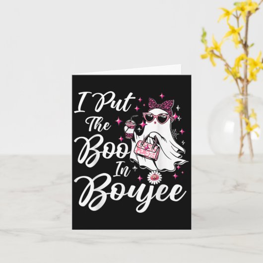 Ich legte den Boo in Boujee Ghost Funny Nk Leopard Karte (Gelbe Blume)