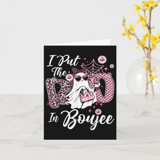 Ich legte den Boo in Boujee Ghost Funny Nk Leopard Karte (Gelbe Blume)