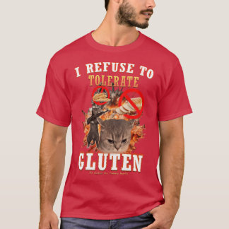Ich lehne Gluten ab lustige Katze Meme Familie T-Shirt