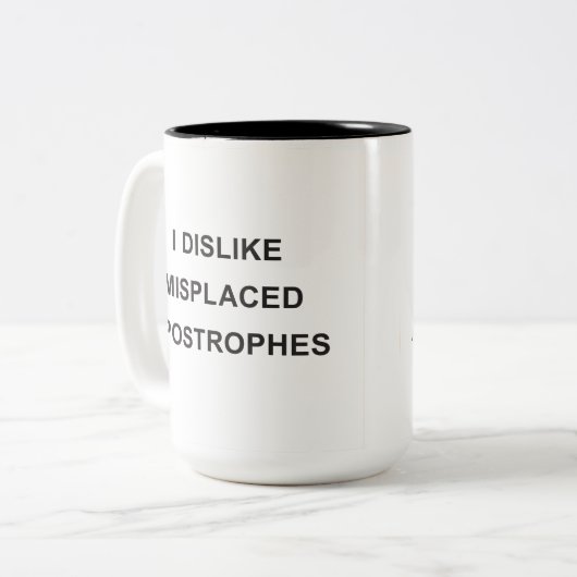 Ich lehne verlegte Apostrophe ab Zweifarbige Tasse (Vorderseite Links)