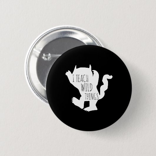 Ich lehre wilde Dinge Monster Spaß Halloween-Gesch Button (Vorne & Hinten)