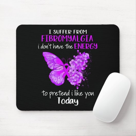 Ich leide an Fibromyalgie Butterfly Pur Mousepad (Mit Mouse)