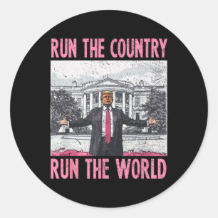 Ich leite das Land und die Welt lustig Trump 1 Runder Aufkleber