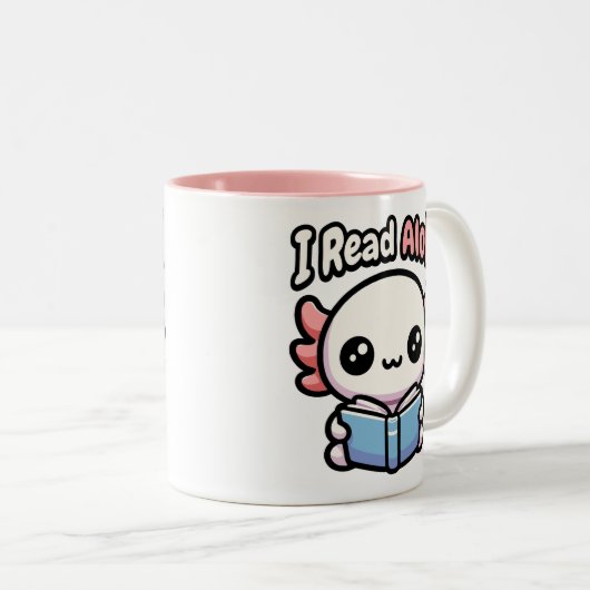Ich lese Alotl! Niedlicher Axolotl Pub Zweifarbige Tasse (VorderseiteRechts)