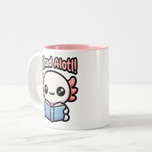 Ich lese Alotl! Niedlicher Axolotl Pub Zweifarbige Tasse (Vorderseite Links)