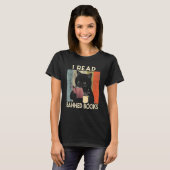 Ich lese Banned Books Black Cat Reader Bookworm Wo T-Shirt (Vorne ganz)